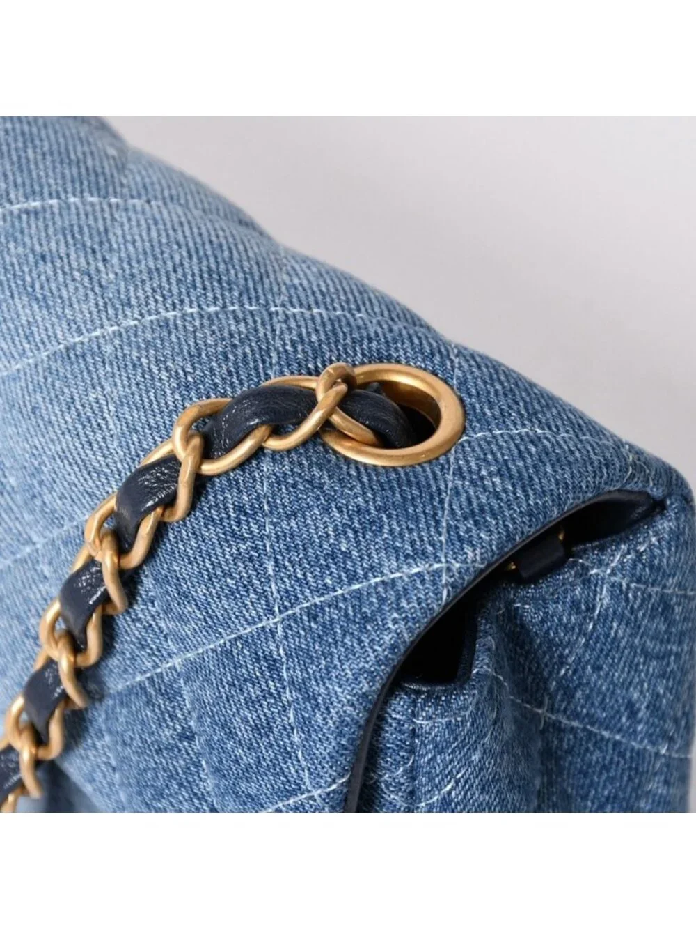 Chanel Mini Quilted 20 CC Logo Gradient Denim Chain Shoulder Bag Stand Blue